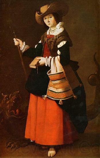 Francisco de Zurbaran Saint Margaret, dressed as a shepherdess. Norge oil painting art